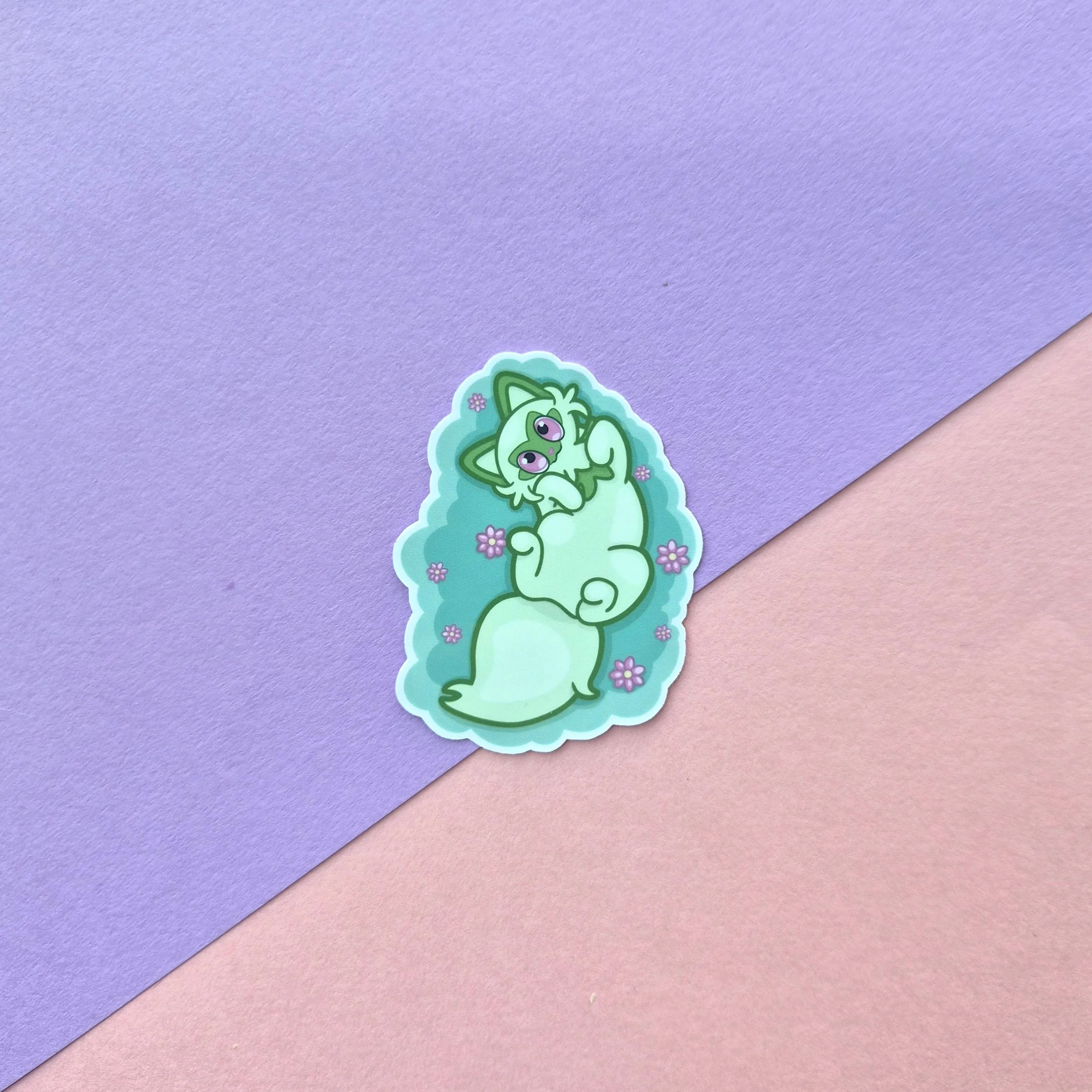 Sprig Grass Cat Gloss Sticker
