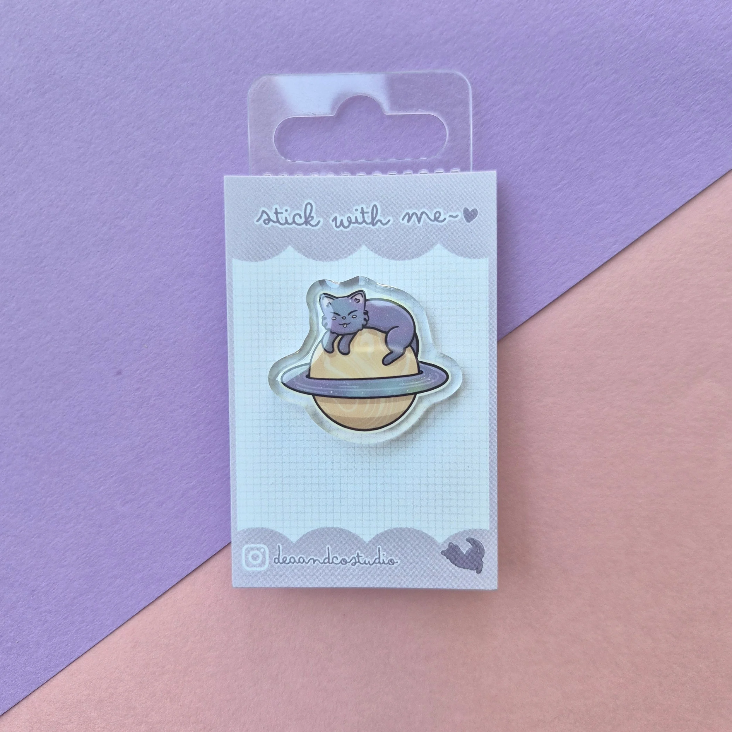 'Planet Cat' Acrylic Pin