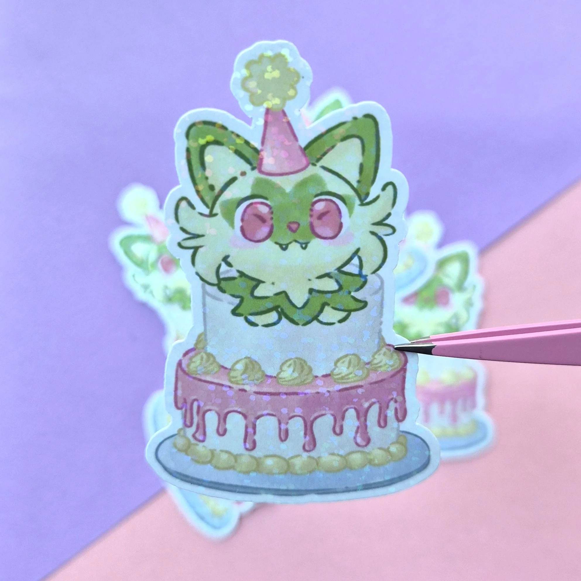 Sprig Birthday Party Holographic Sticker