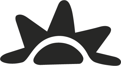 Simplified black and white icon of a sun partially covered by a cloud.
