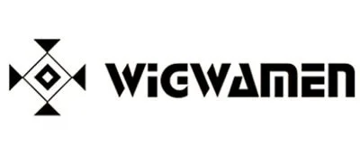 Graphic logo with geometric shapes and the word 'WIGWAMEN'