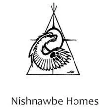 Logo for Nishnawbē Homes featuring a stylized white eagle with spread wings inside a triangular shape.
