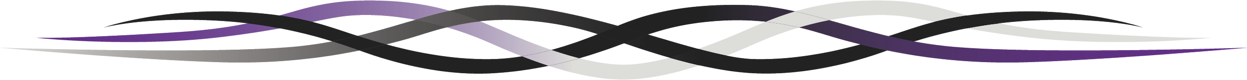 An abstract digital artwork featuring intertwined black, purple, white, and gray ribbon-like waves.