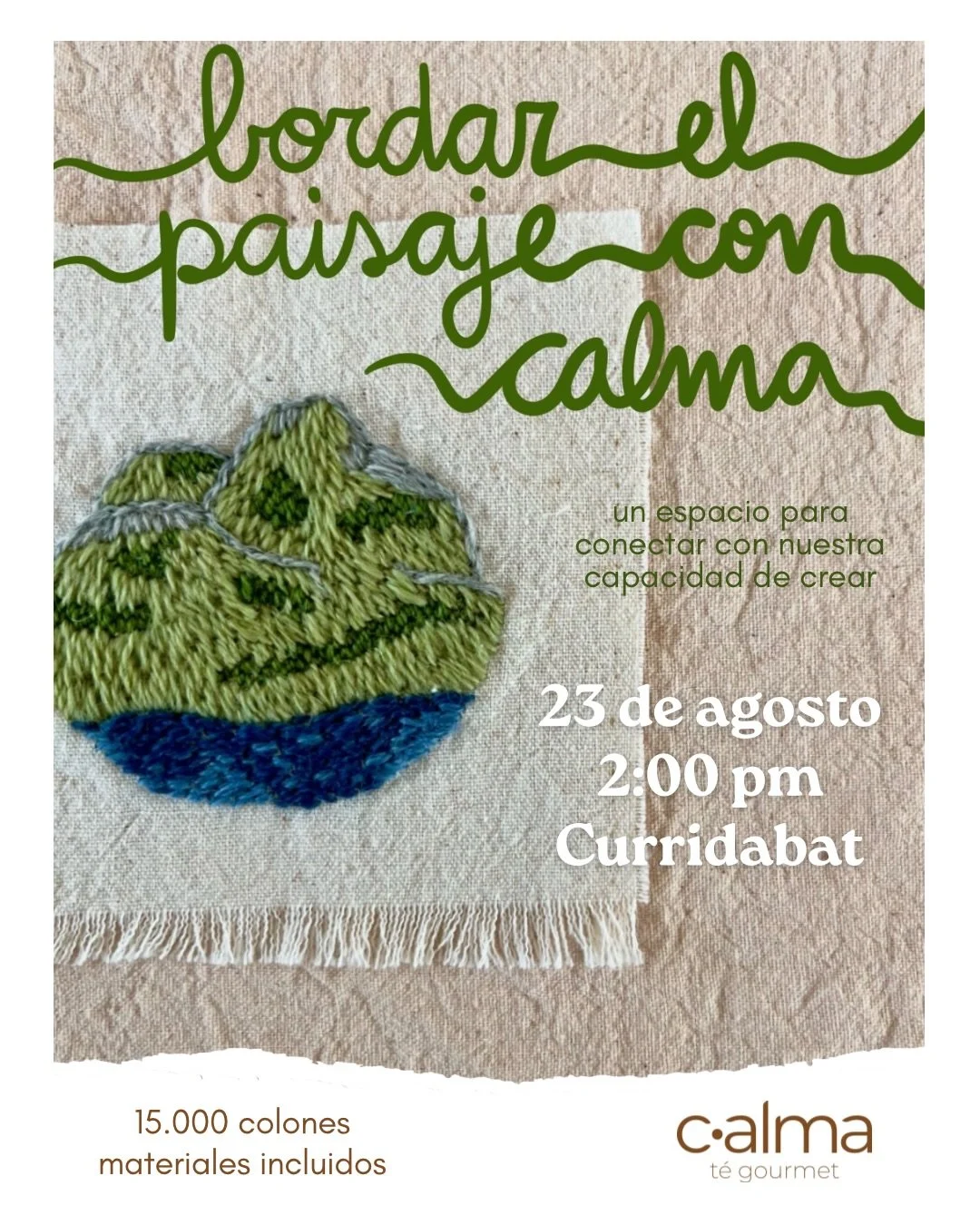 Vuelvo a los talleres de bordado con mucha ilusi&oacute;n ✨ 
bordar el paisaje nace de mi propio proceso creativo y compartirlo con m&aacute;s personas siempre me mueve un mont&oacute;n. Esta vez nos veremos en @c.almacr, un espacio lind&iacute;simo 