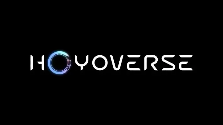 Logo for 'HoyoVERSE' with futuristic design and blue circular element