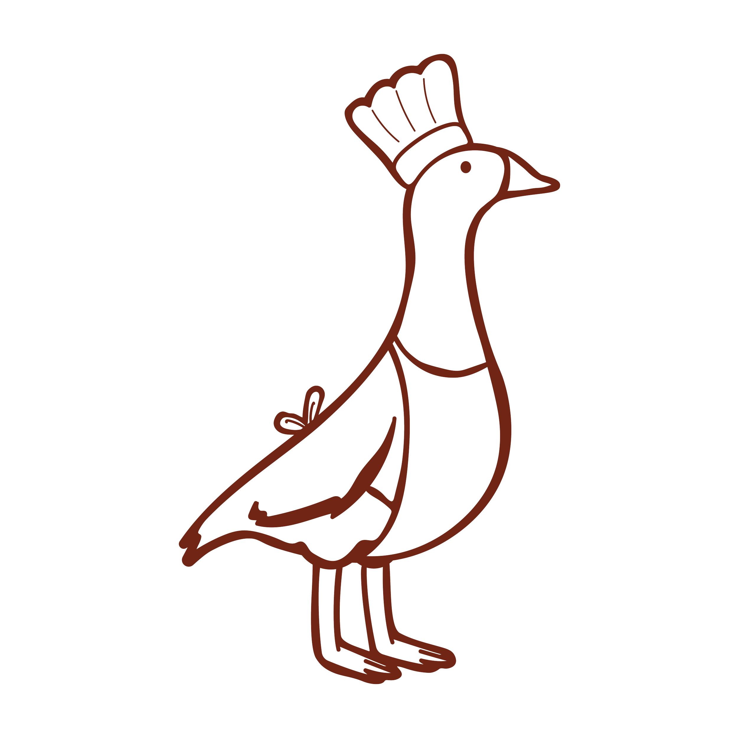 Disegno stilizzato di un'oca con un cappello da chef