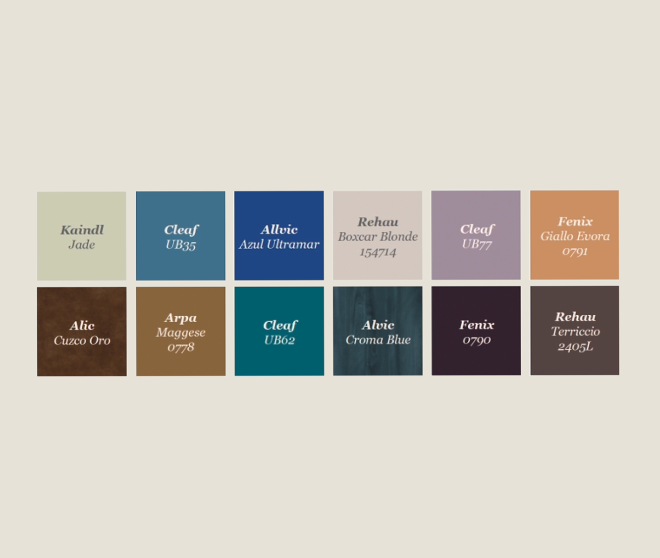 Materials color pallet 