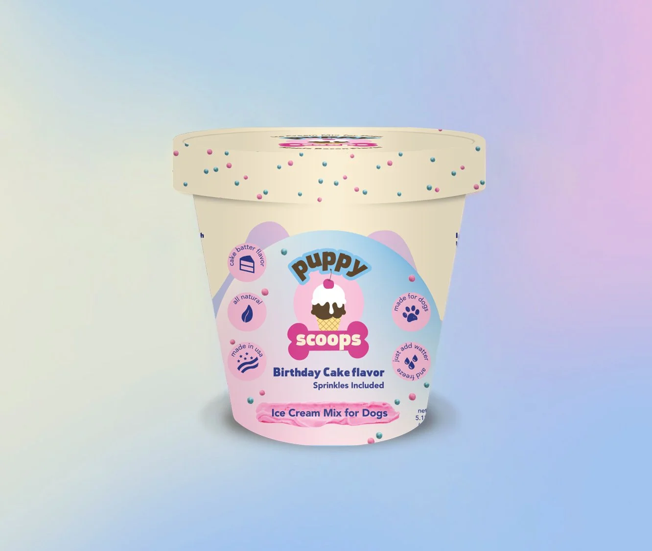 Birthday cake ice cream packaging