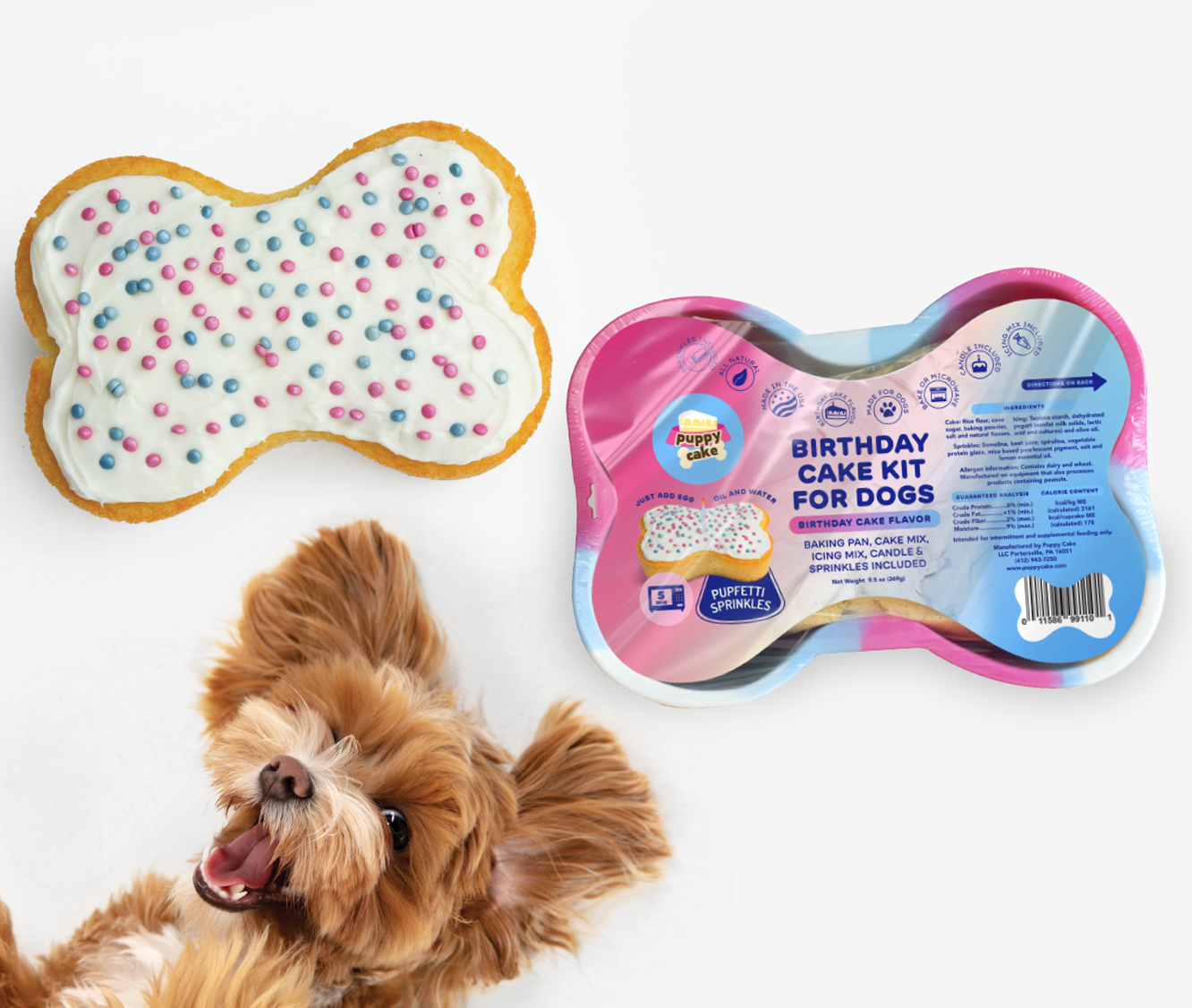 Birthday cake kit for dogs packaging