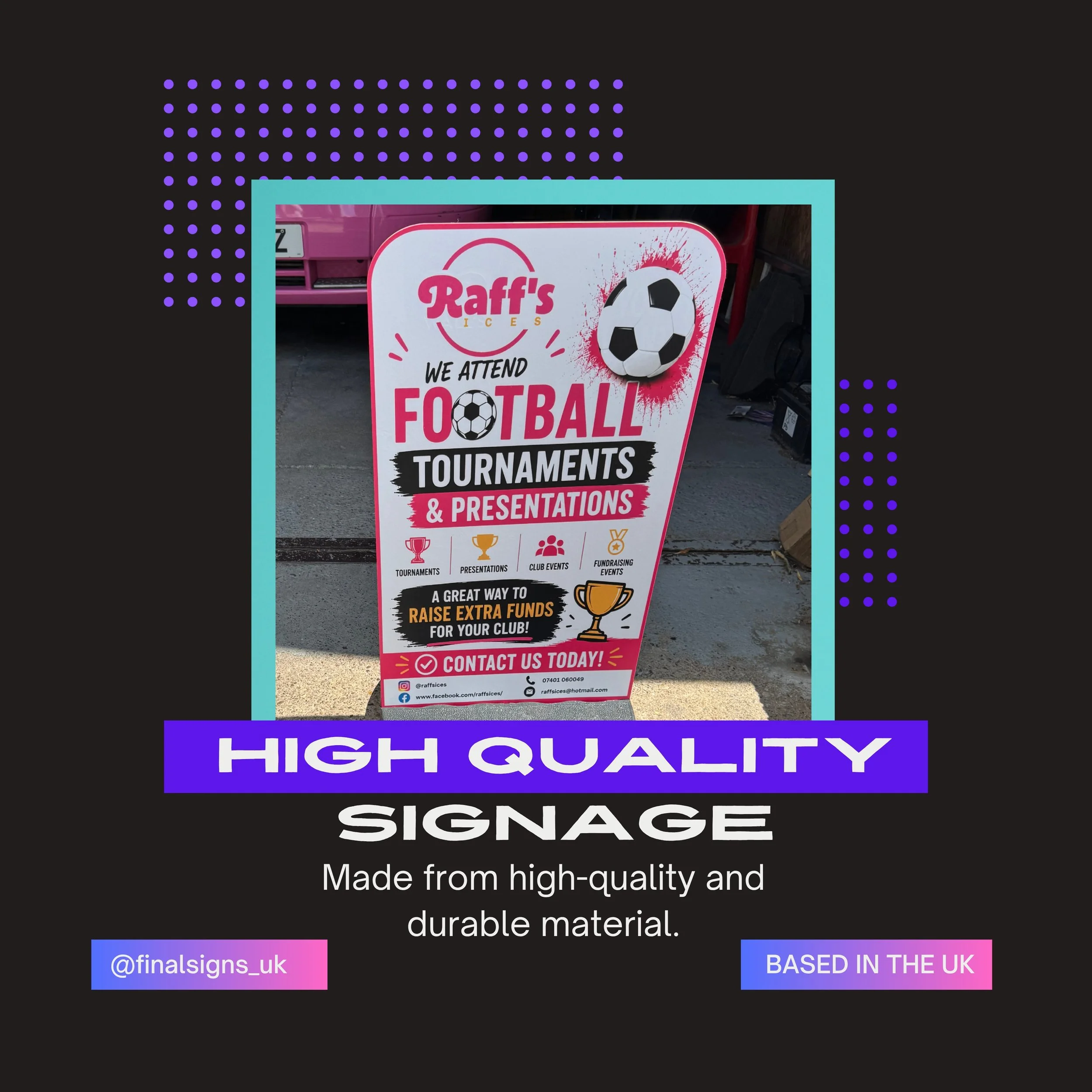 ✨ Precision in Every Print.

From bold colours to crisp details, quality is at the heart of everything we produce.

This custom stand graphic showcases the vibrant colours, sharp resolution, and professional finish you can expect from Final Signs.

B