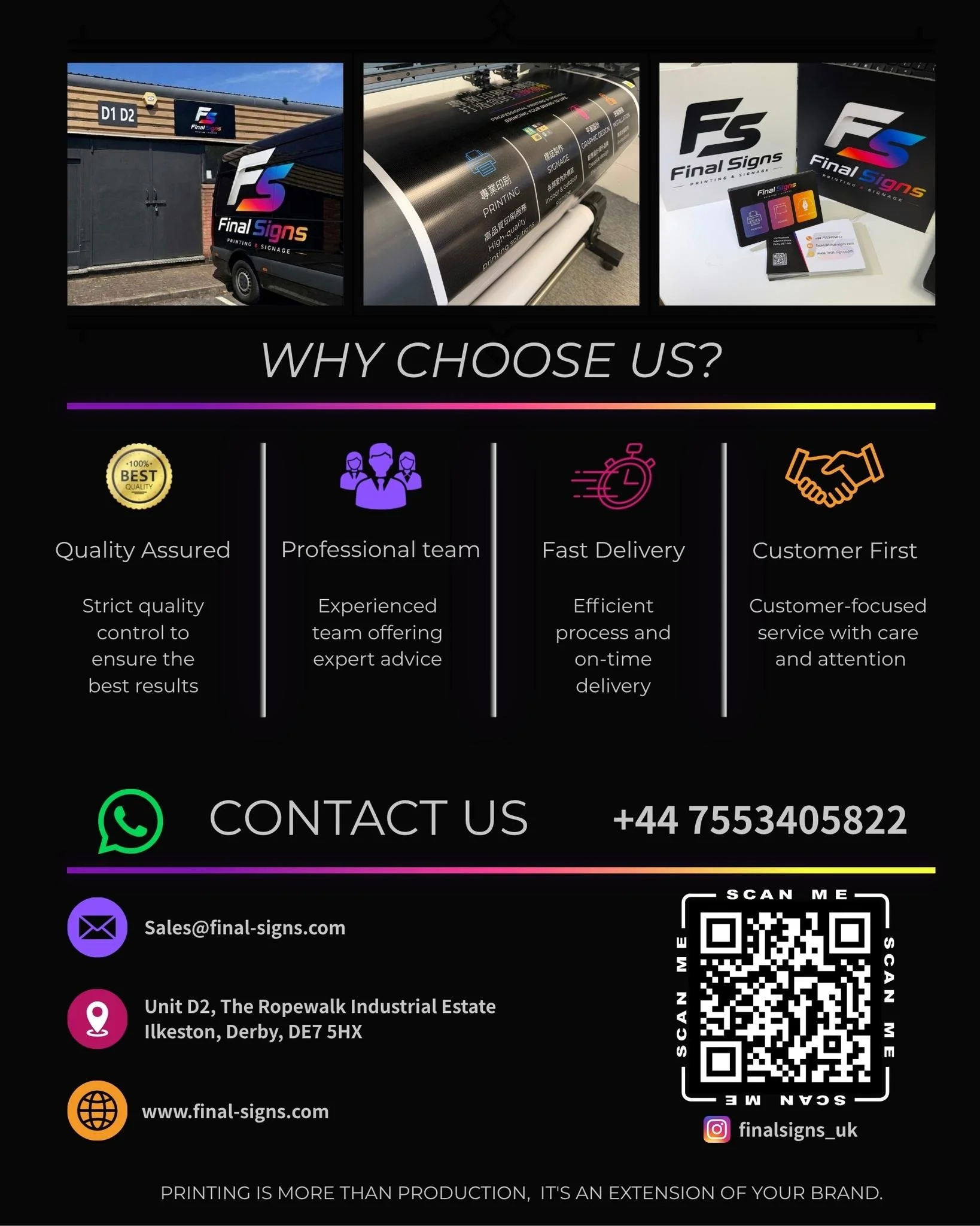 ✨ Why Choose Final Signs?

Great signage does more than look good&mdash;it builds trust, attracts customers, and helps your business stand out.

At Final Signs, we're committed to delivering high-quality printing and signage with exceptional service 