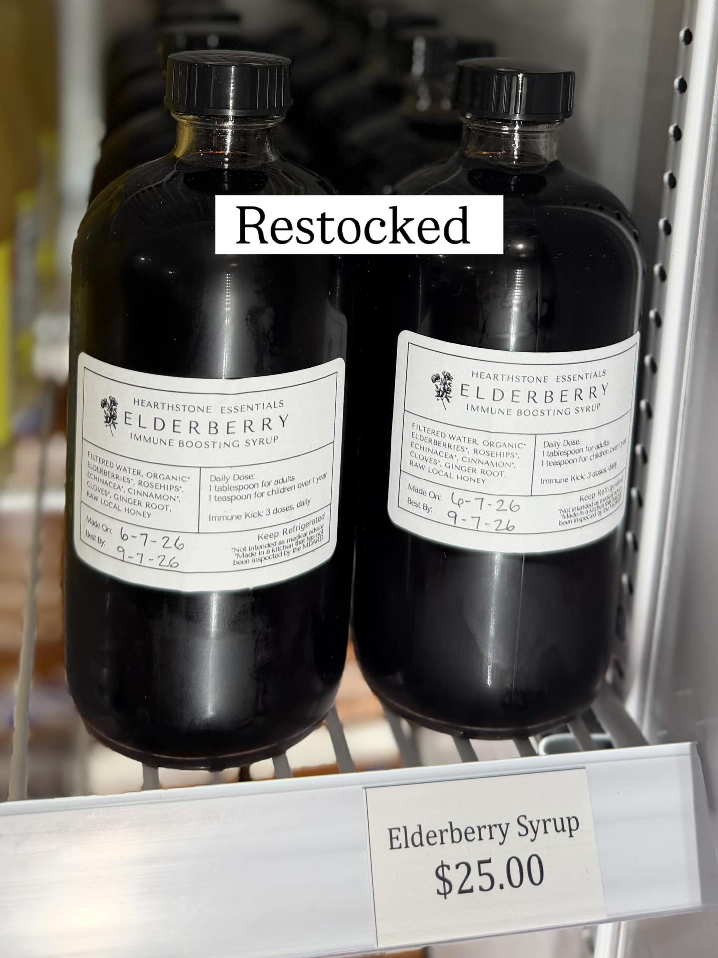 @the_milkhouse_ is stocked with our Elderberry Syrup! If you&rsquo;ve got a summer cold or continued allergies, this is fantastic support for your body. 
.
Local honey from Land of Honey 🍯 
.
#immunesupport #elderberry #supportlocal #inflammationrel