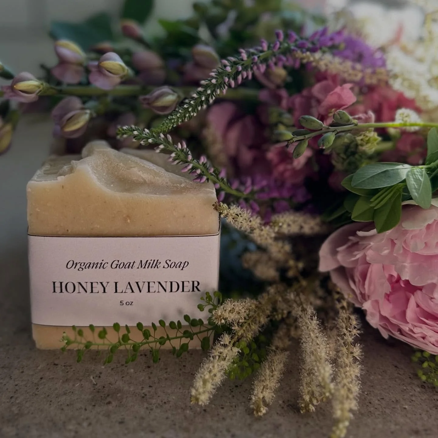 When your husband buys your 6yo the most gorgeous birthday bouquet from @three.acre.farm.mi, you take advantage of the beauty to show off your Goat Milk Soaps💐 
#goatmilksoap #supportlocal #smallbusiness #handcraftedsoap #organicsoap