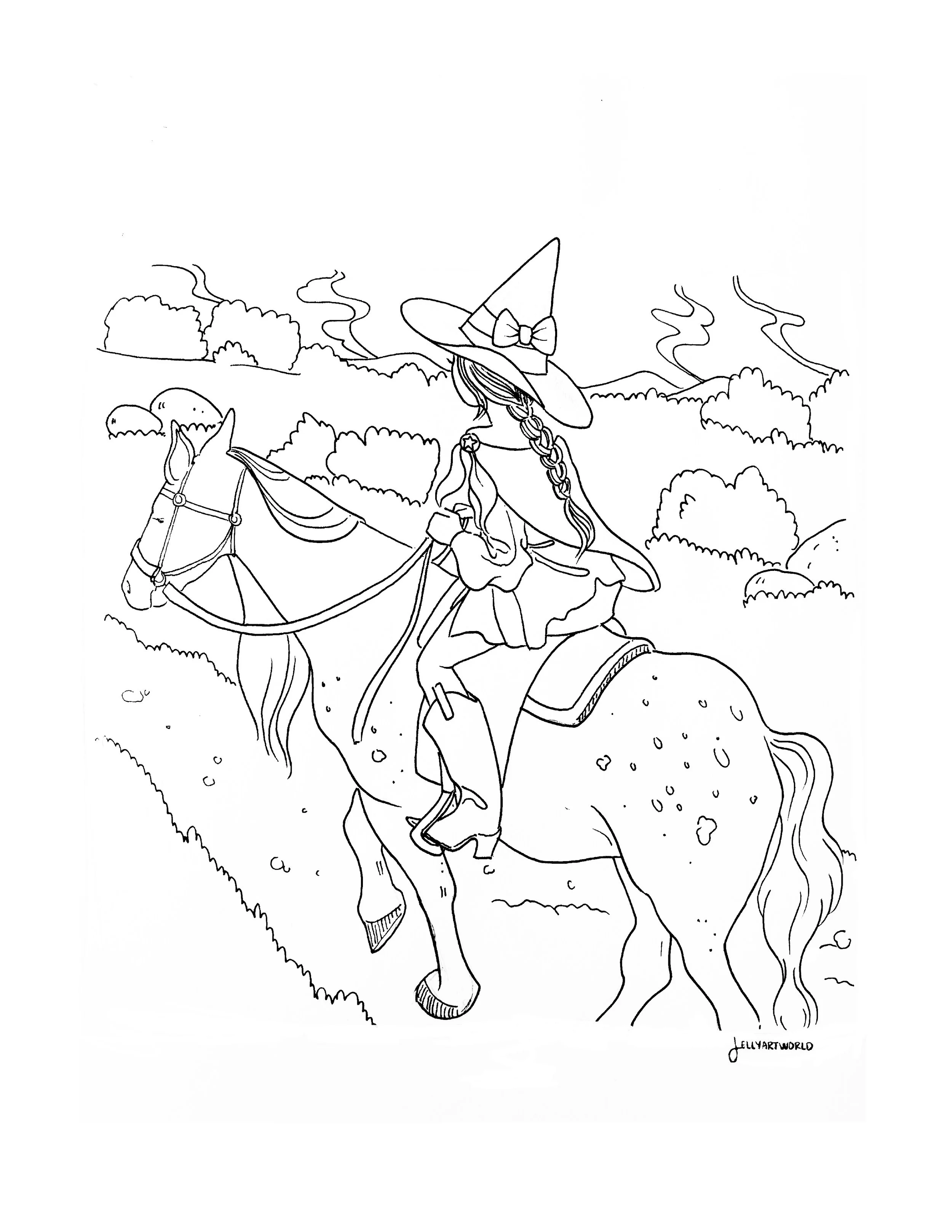 "Yee Haw Witch" Coloring Sheet Download