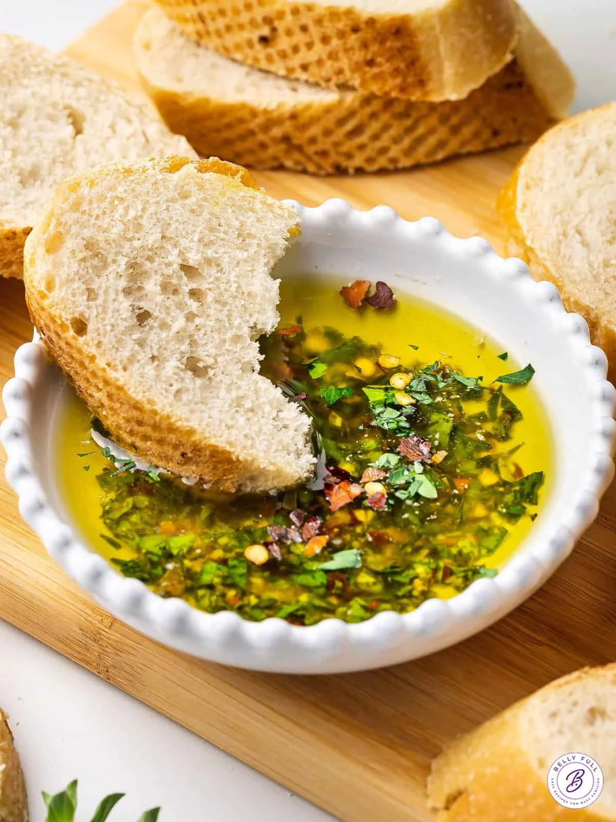Baked Bread with Olive Oil Dip