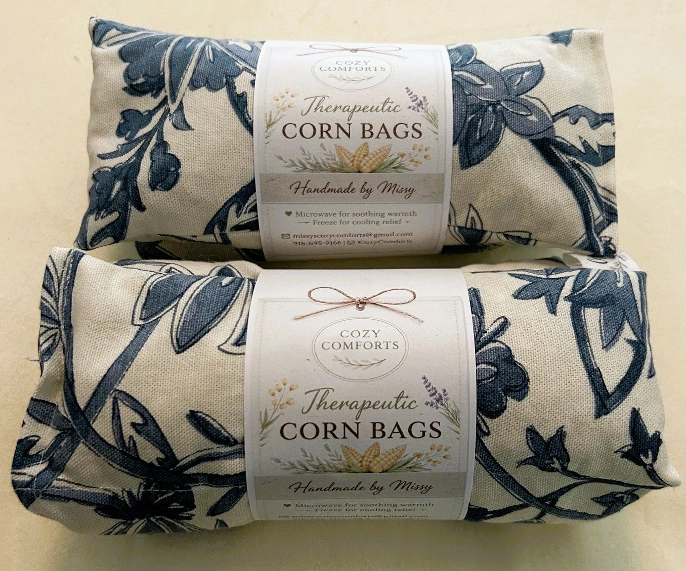 Puno Jacobean Floral Design Cotton Duck Three-Section Corn Bag