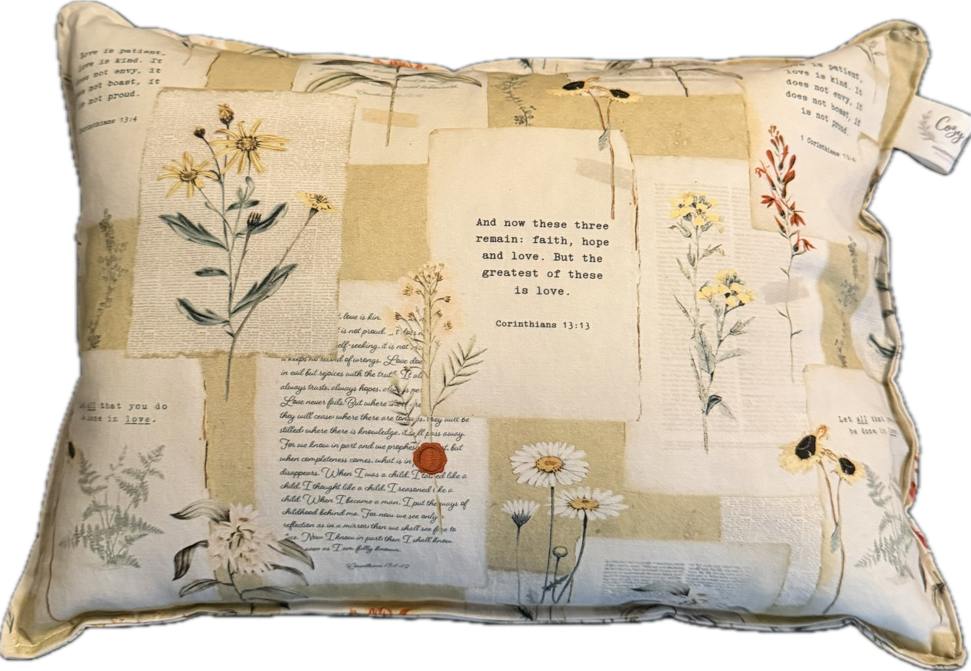 Floral Love 1 Corinthians 13 Corn Bag Pillow