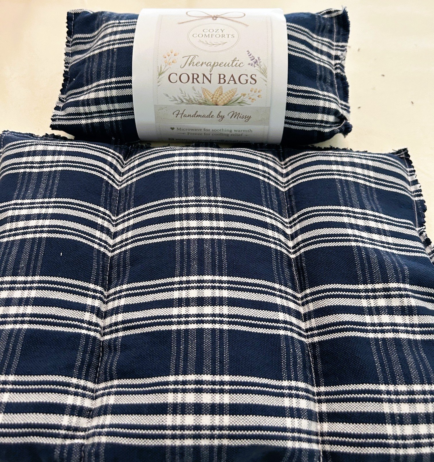 Denim Plaid Duck Cloth Three-Section Corn Bag