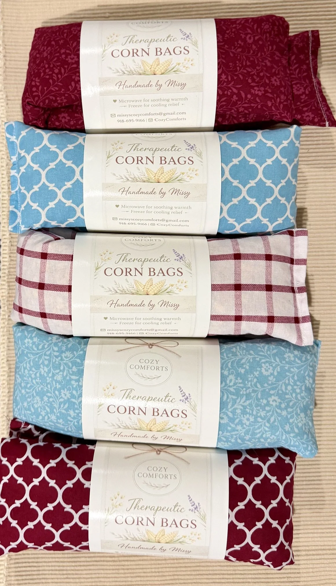 Multiple Pattern Cotton Neck and Shoulder Corn Bag