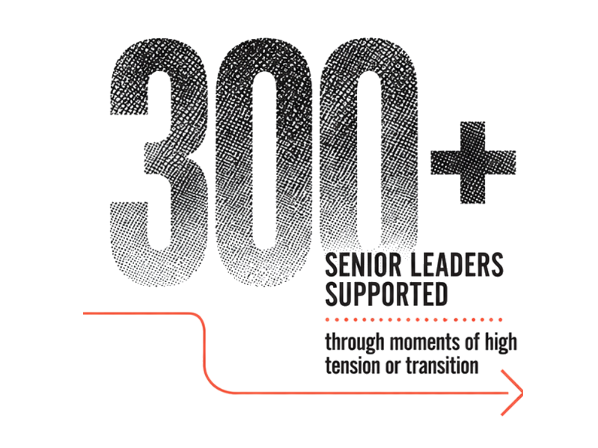 More than 300 senior leaders supported through organizational change, leadership challenges, and periods of high tension or transition.