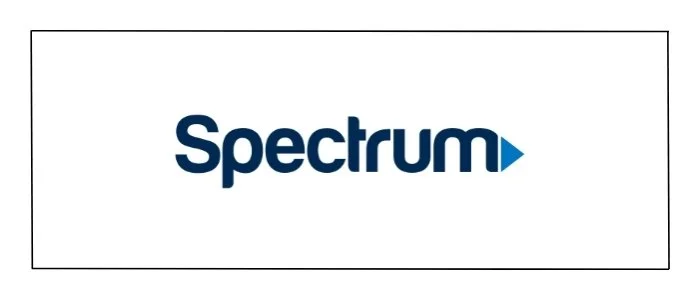Spectrum logo in blue text with a play button icon at the end.