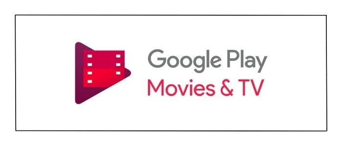 Google Play Movies & TV logo with purple play button icon and text in gray and pink