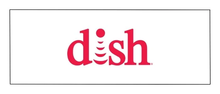 Logo for Dish, a television service company, with the word 'dish' in lowercase red letters and a satellite icon within the letter 'i'.