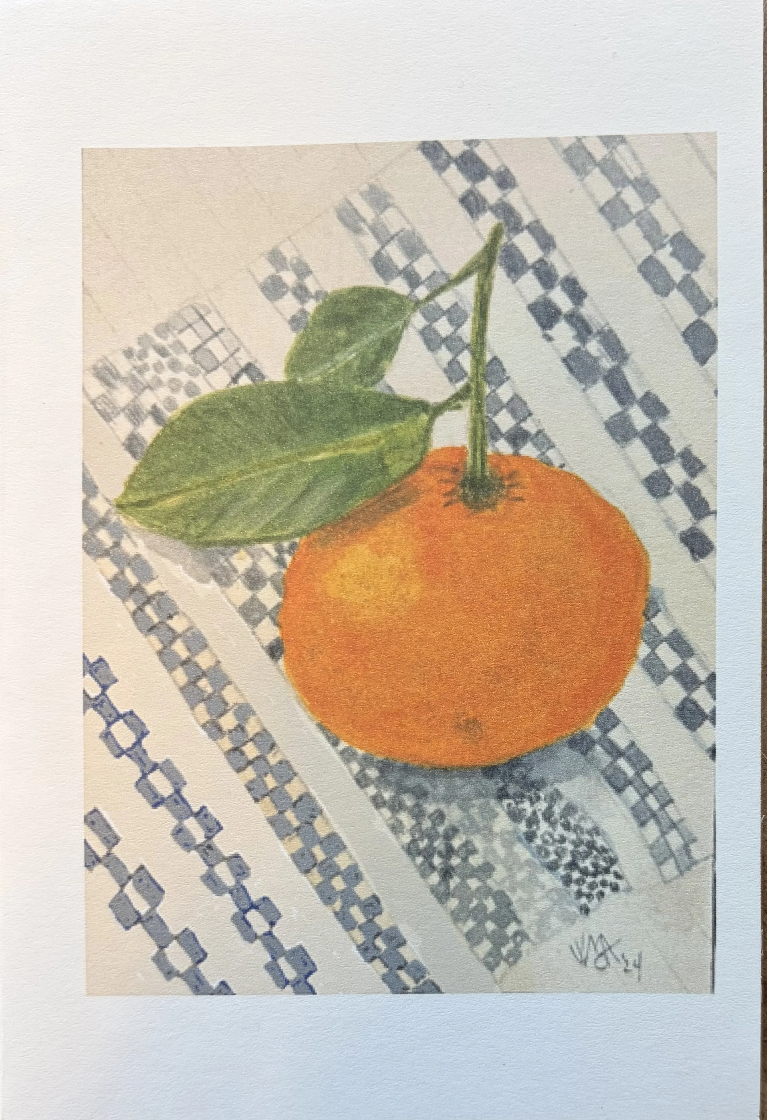 Orange on Blue Tablecloth