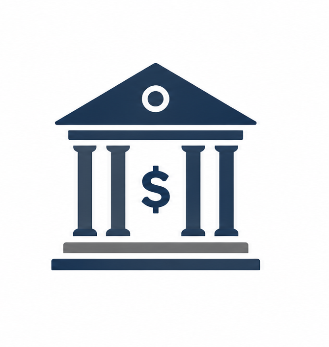 Icon of a clean bank building.