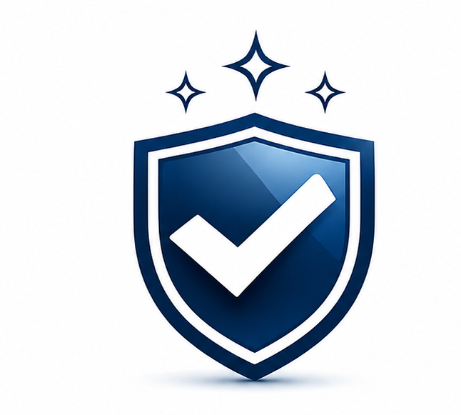 A shield emblem for reliable and trusted, consistent work.