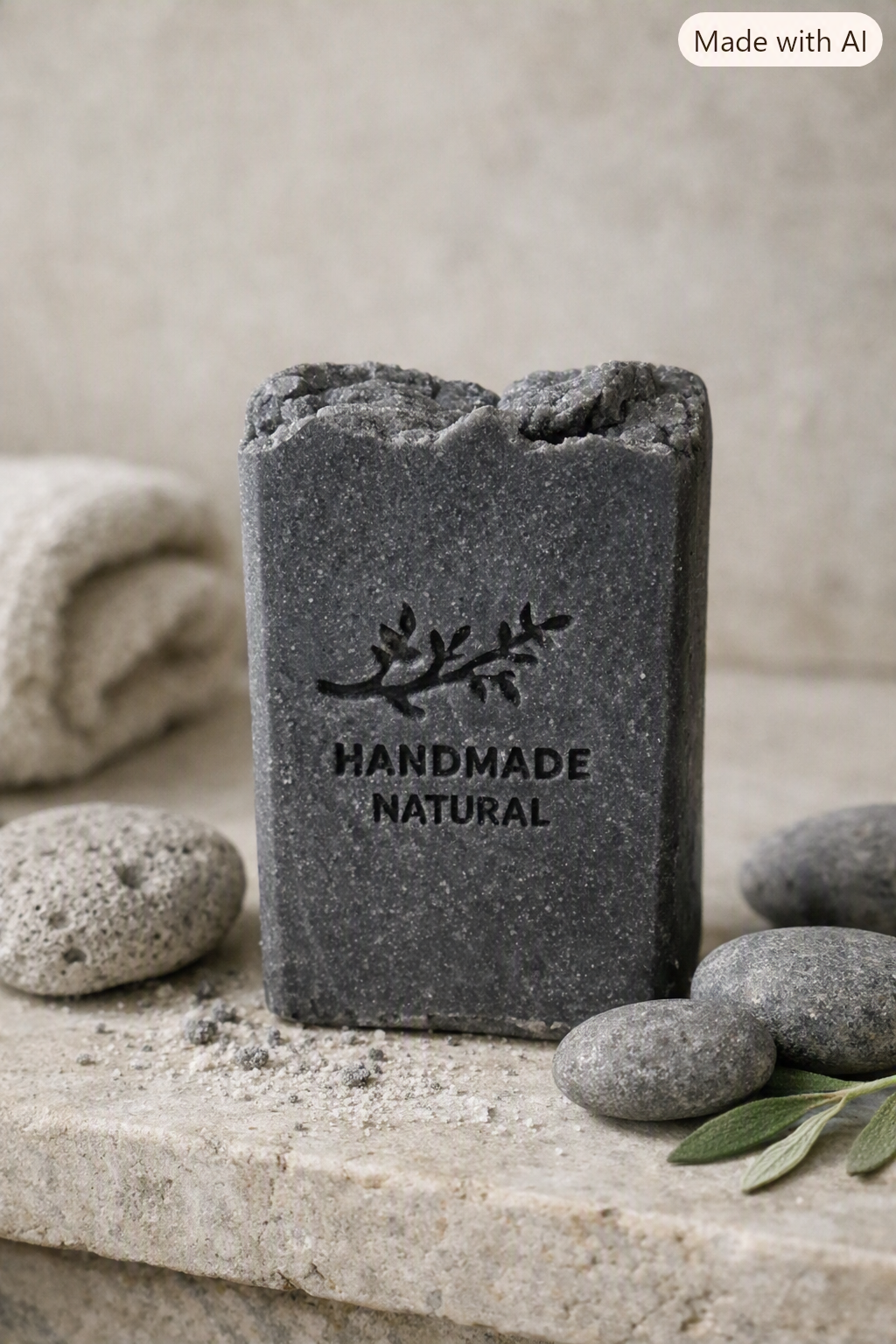 Savon Artisanal à l’Huile d’Olive – Exfoliant (Pierre ponce)