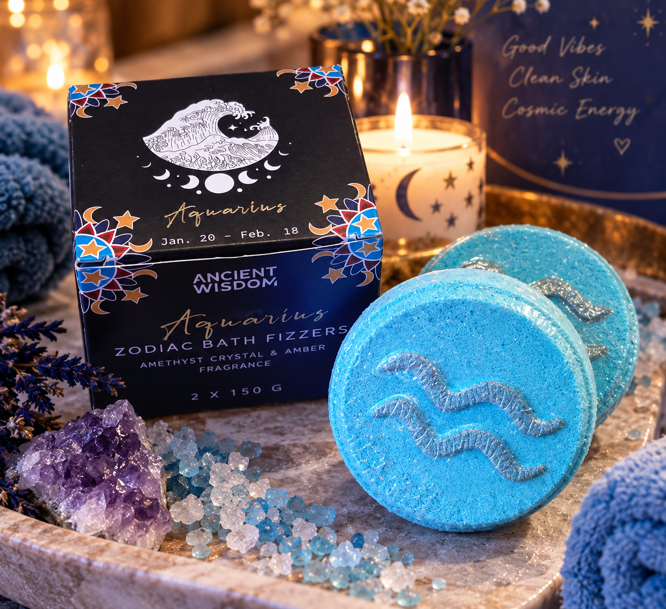 Coffret Bombes de Bain du Zodiaque : Verseau