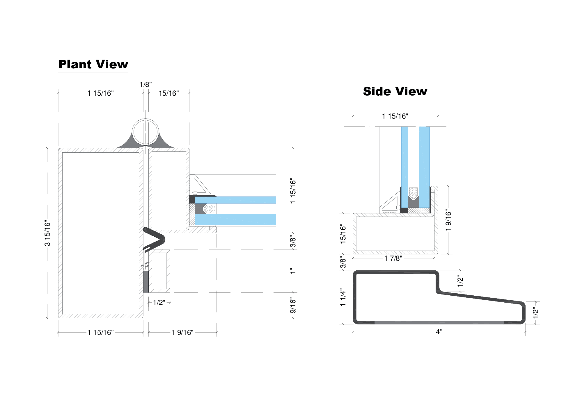 Technical drawing of a building cross-section and plan with measurements and annotations.