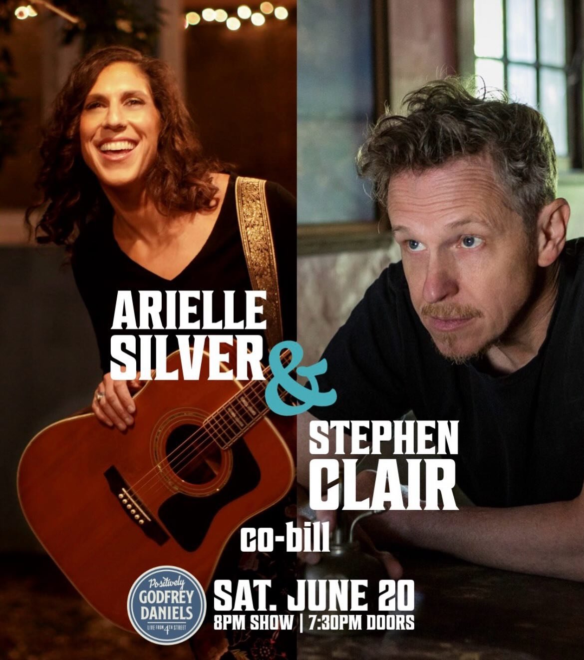 June 20
Arielle Silver and Stephen Clair 
Godfrey Daniels 
Bethlehem PA
😎