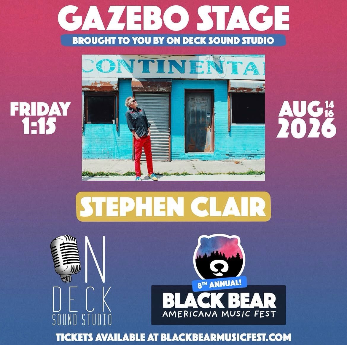 Looking forward to returning to @blackbearfest this month! 
i&rsquo;ll be playing friday on the @ondecksoundstudio gazebo stage and saturday with those jubilee tent rascals 
Folks, this is a great fest and it&rsquo;s only growing and getting better. 