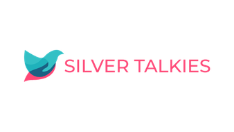 Logo of Silver Talkies featuring a stylized blue bird and pink text.