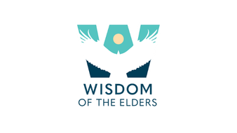 Logo featuring a stylized open book with a sun and mountain design, and the text 'Wisdom of the Elders' underneath.