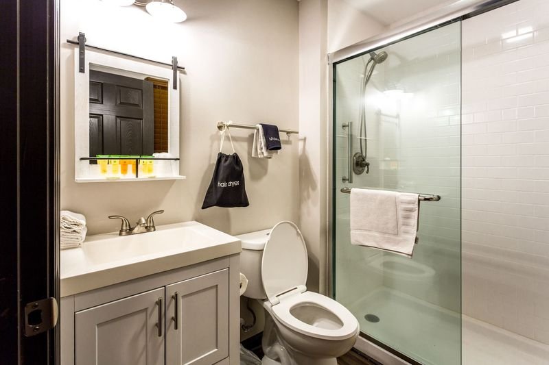Private bath located in each room of the Treetopper Group Lodge