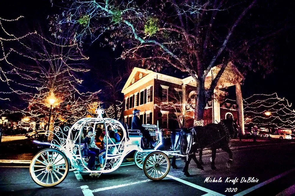 Cinderella carriage at Christmas on the square in Dahlonega