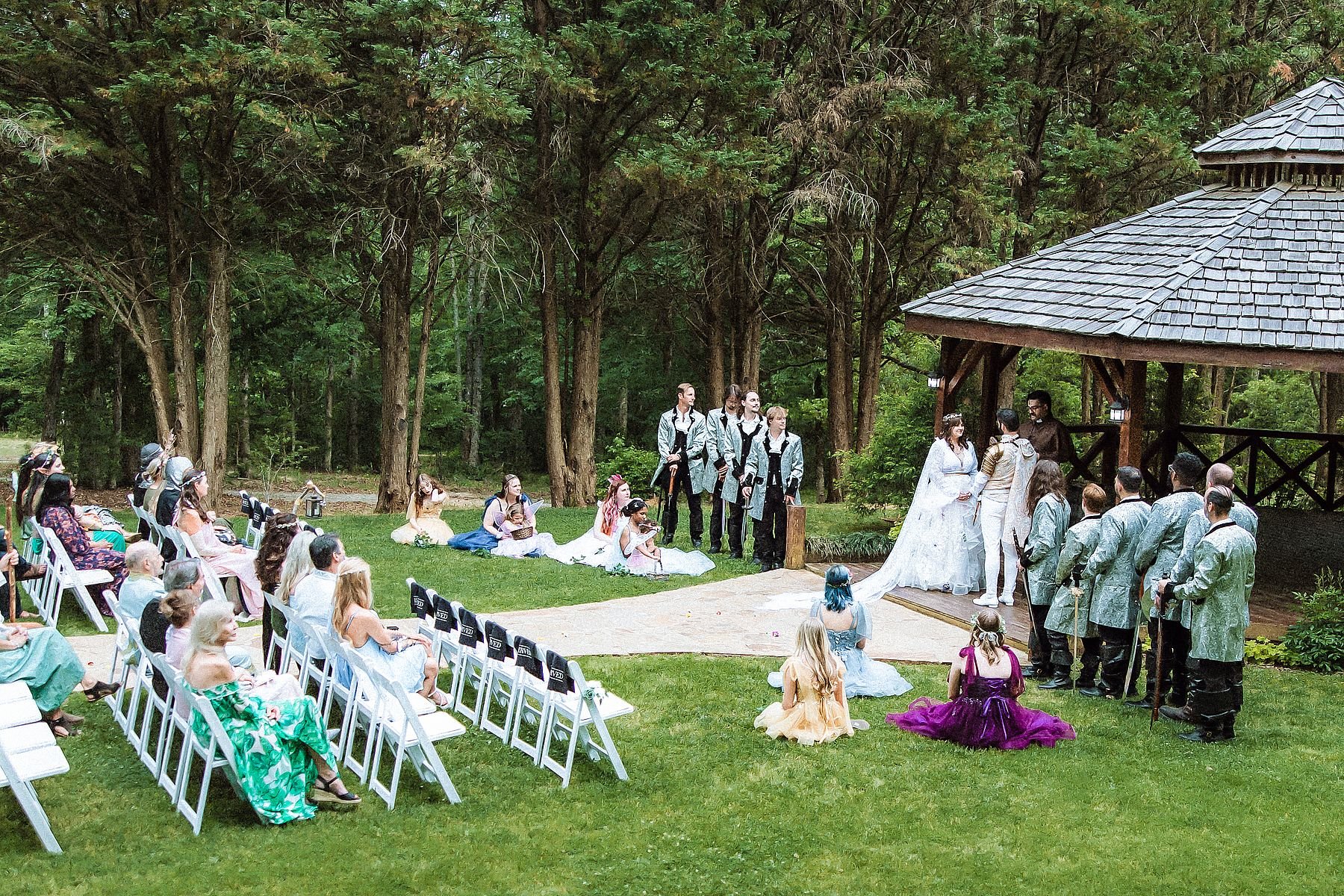 Renaissance themed outdoor ceremony at Forrest Hills Resort