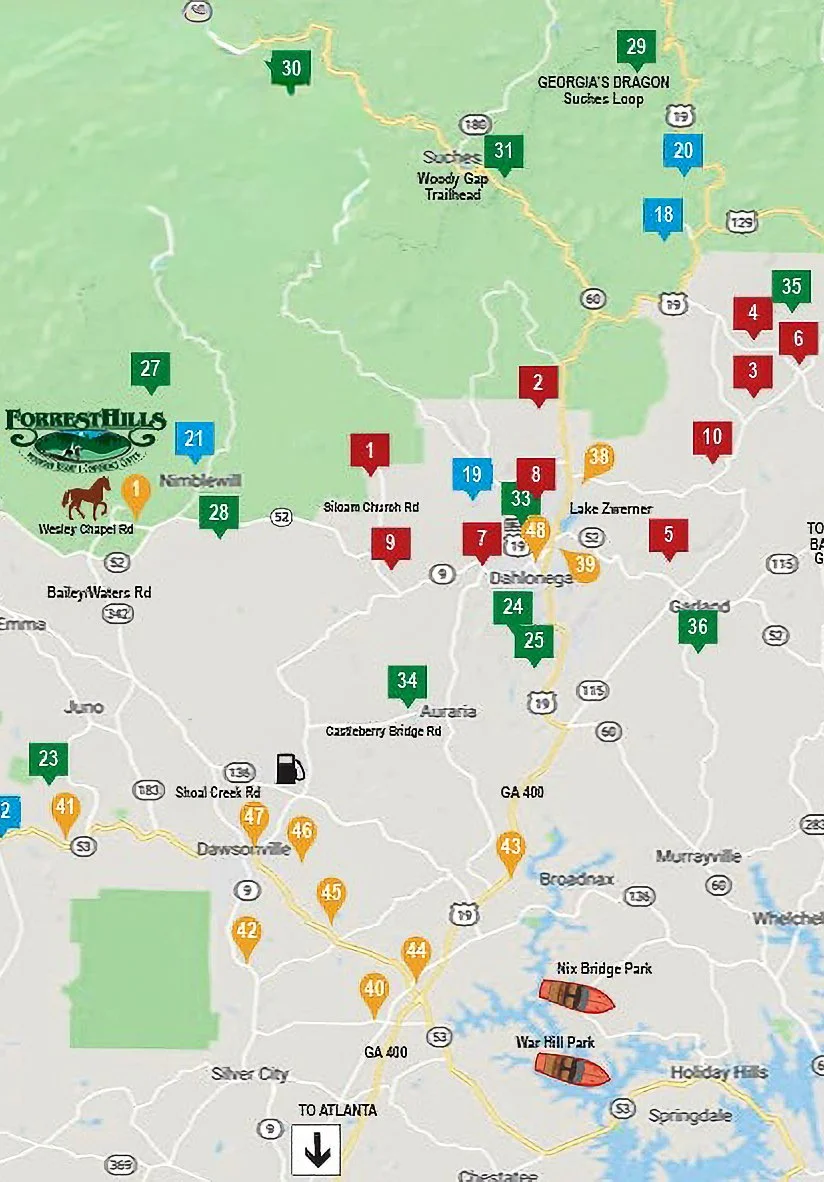 Attraction Map of Dahlonega