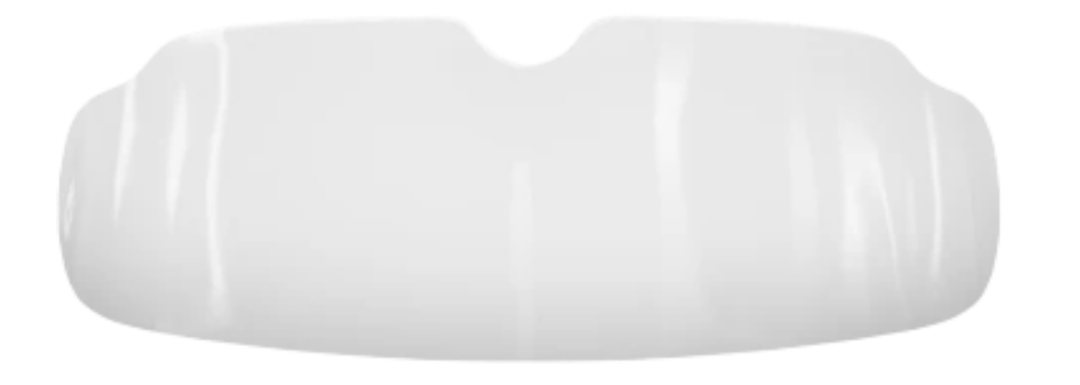 Close-up of a plain white wristwatch with a round face and no visible markings.