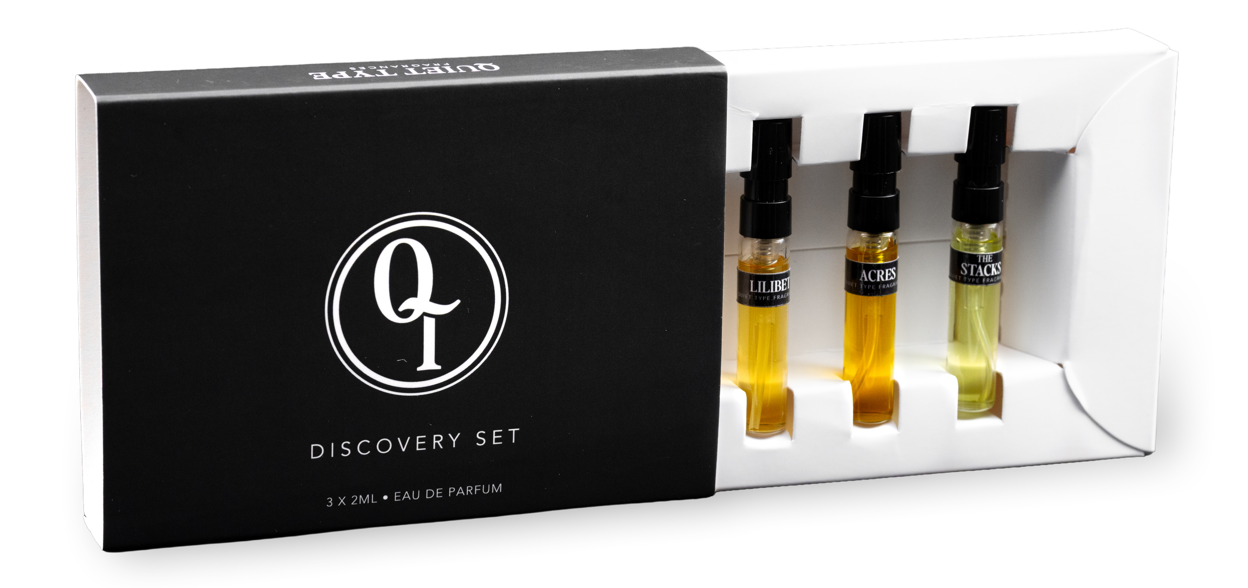 Quiet Type Fragrances' Discovery Set of three 2ml perfume samples.
