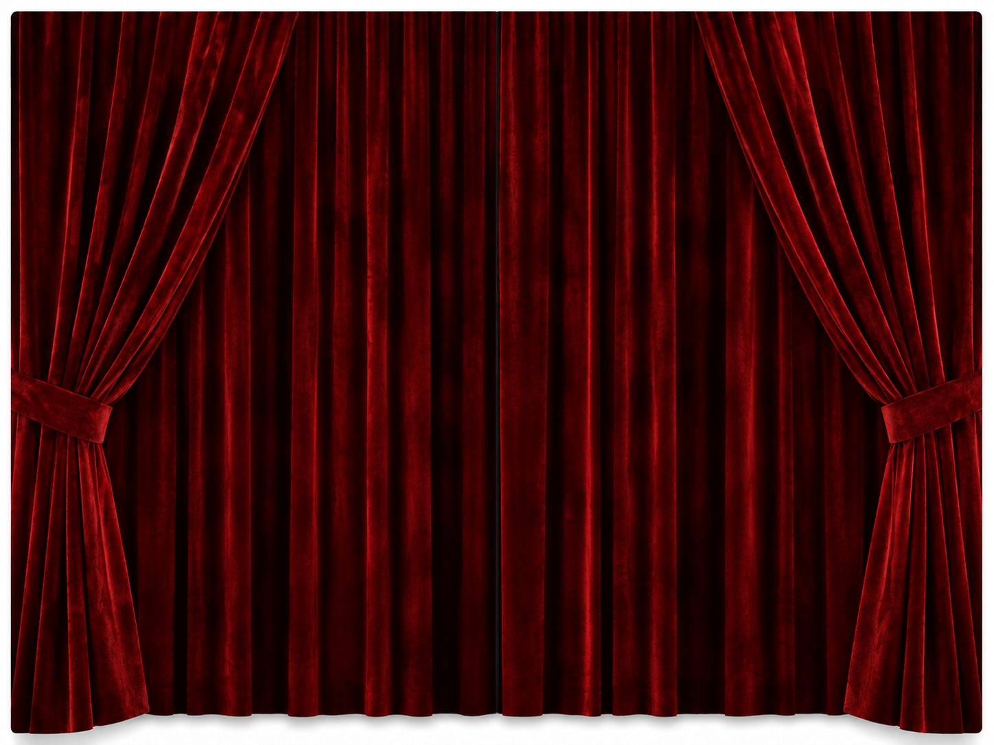 Closed red velvet curtains