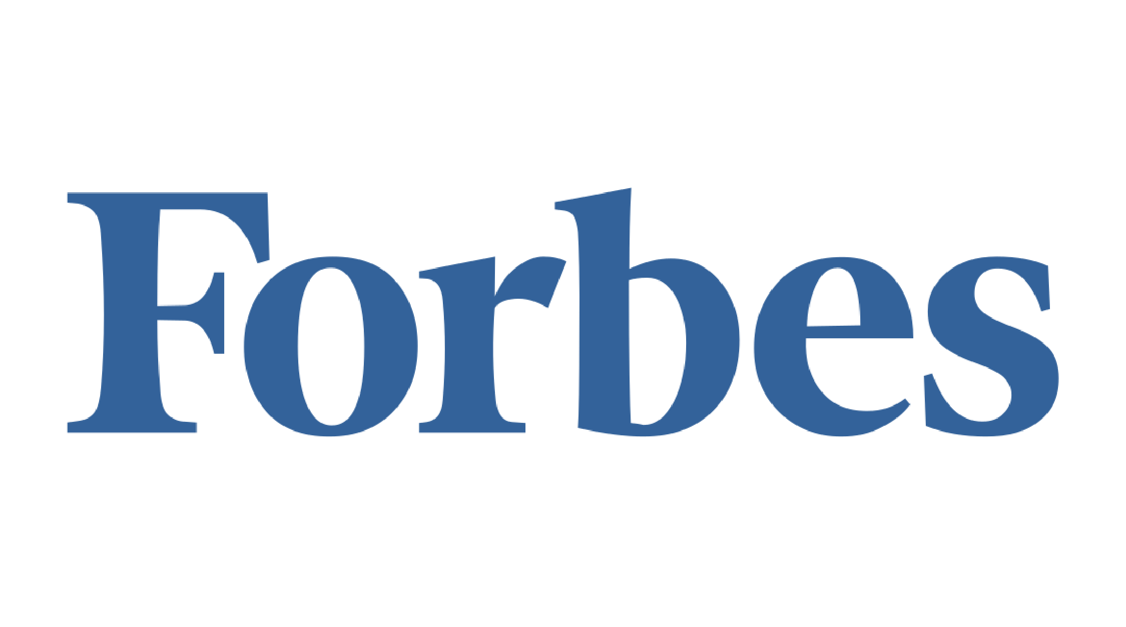 Text says 'Forbes' in large blue font on a black background.