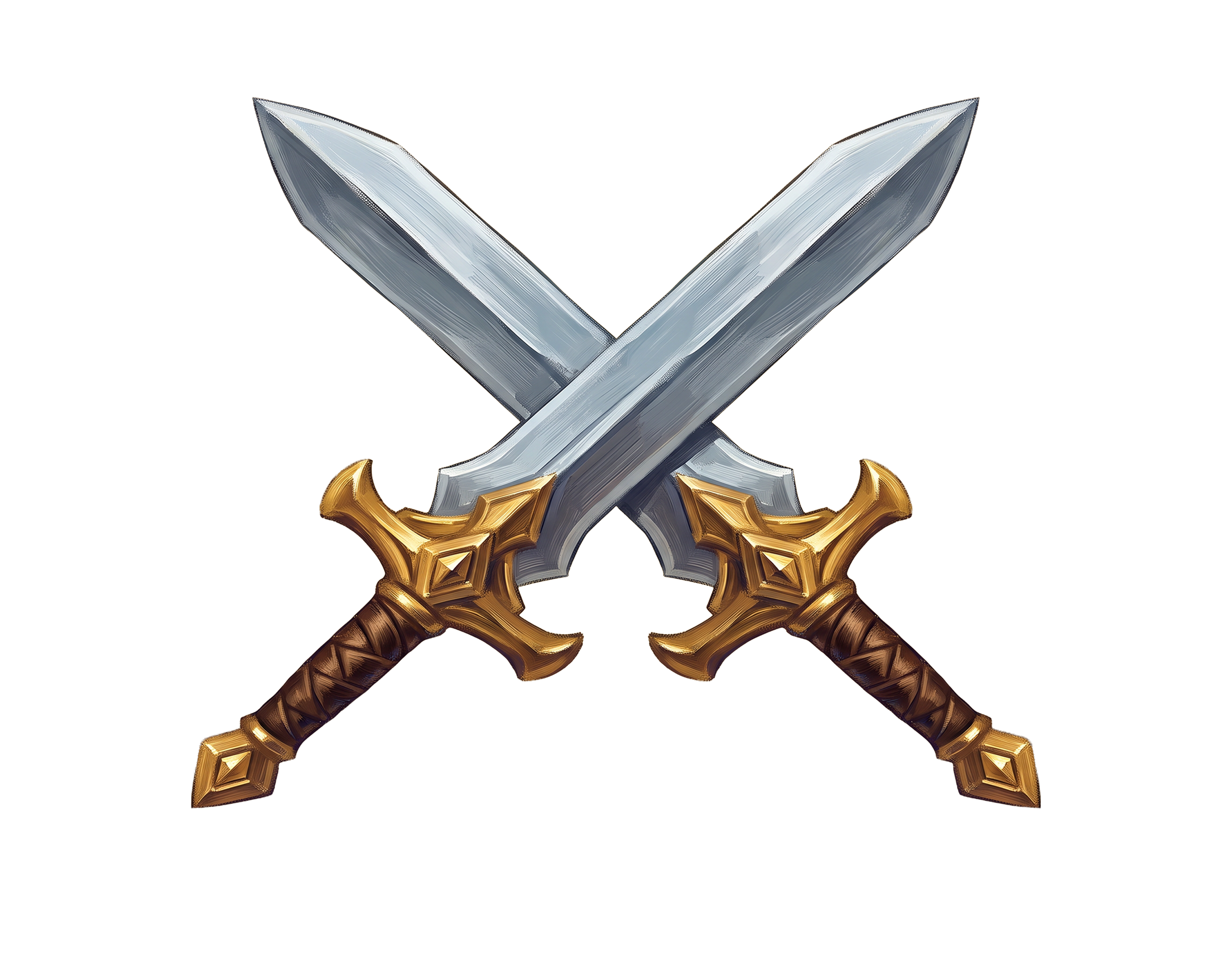 Fantasy illustration of a crown with a gold and brown base and silver blades.