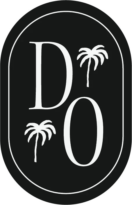 Diana Oates DO initials logo with palm trees in black