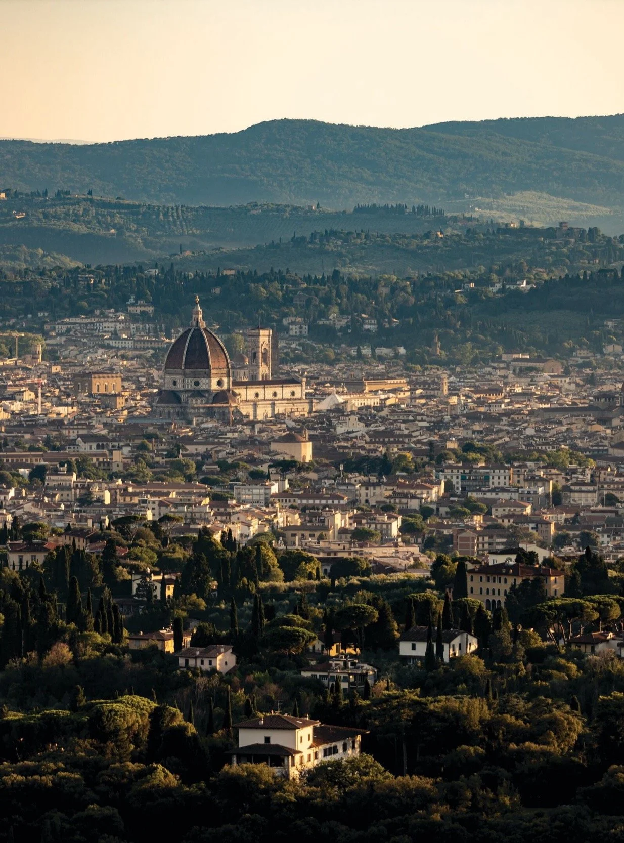 Elevated view of the city of Florence, Italy. Sourced from Belmond Villa in San Michelle