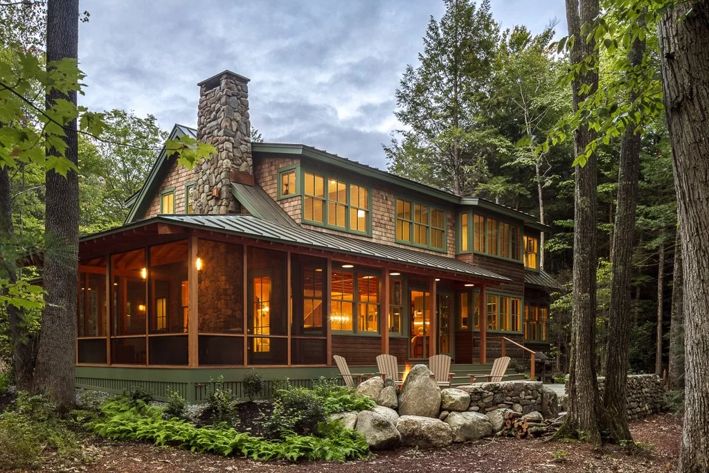 BEASLEY ARCHITECTURE AND DESIGN - JAMES BEASLEY ARCHITECT - BaaD - rural architecture - lake house- screen porch - HUMAN ARCHITECTURE - HOUSE IN wood -  house on a lake - MAINE - NEW ENGLAND - CUSTOM architecture - Maine Lake House