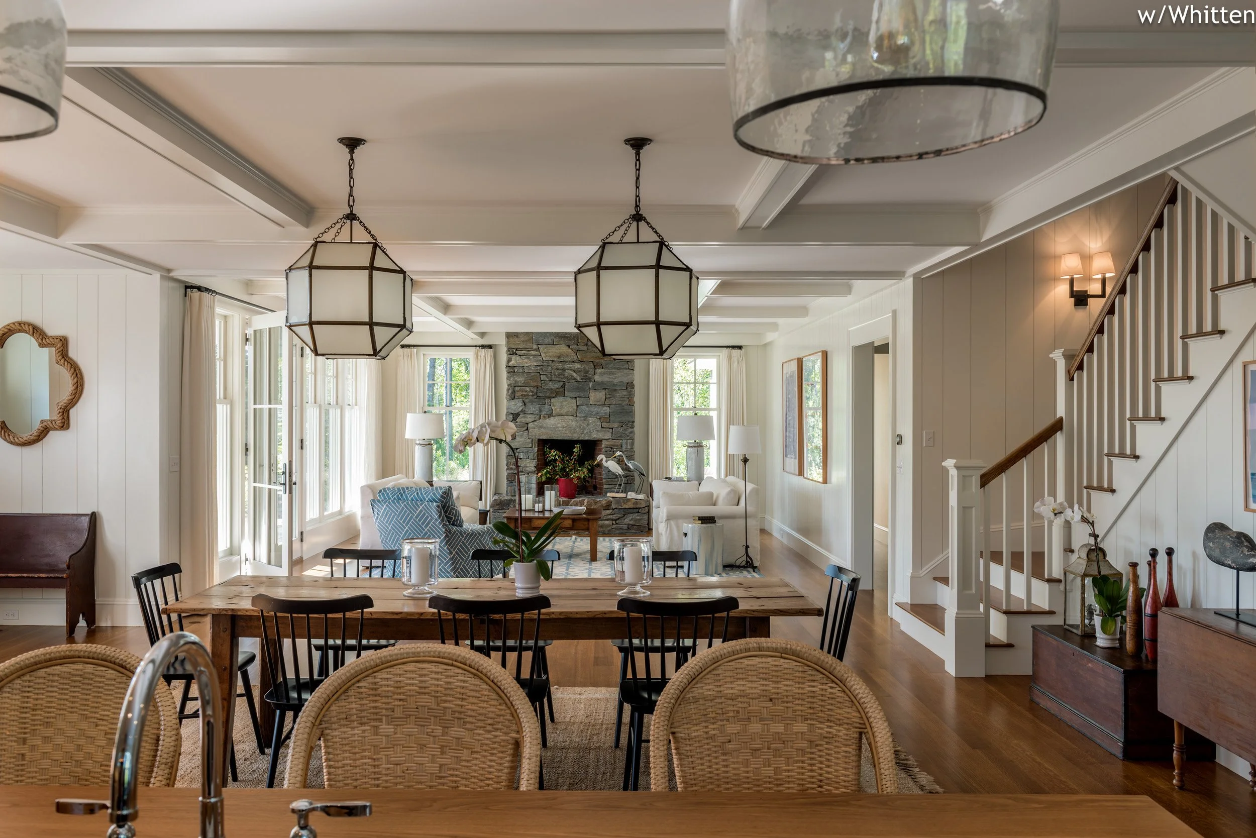 BEASLEY ARCHITECTURE AND DESIGN - JAMES BEASLEY ARCHITECT - shingle style - coastal architecture- screen porch - HUMAN ARCHITECTURE - fireplace - MAINE - NEW ENGLAND - CUSTOM archititecture - traditional - sleeping porch - open corner fireplace